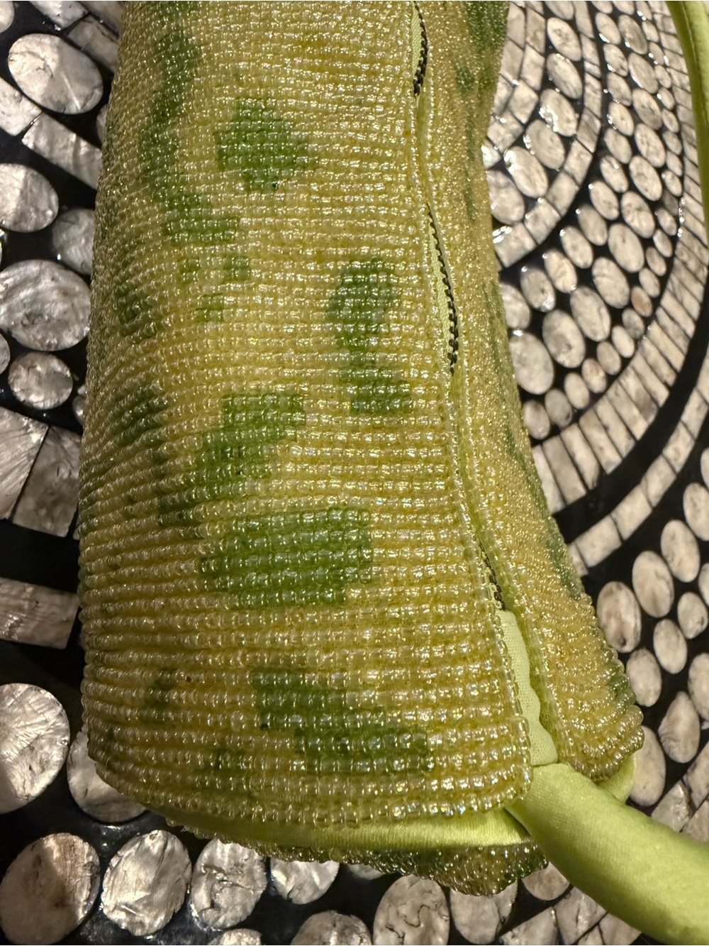 NWT Free People Lime/Green Bailey Beaded Barrel Bag - Picture 5 of 6